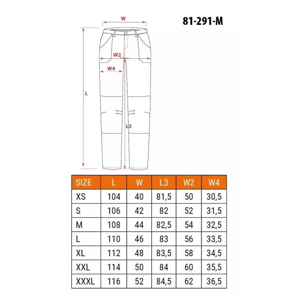 Pantaloni de lucru, elastici, nylon, model Outdoor, galben mustar, marimea M/50, NEO