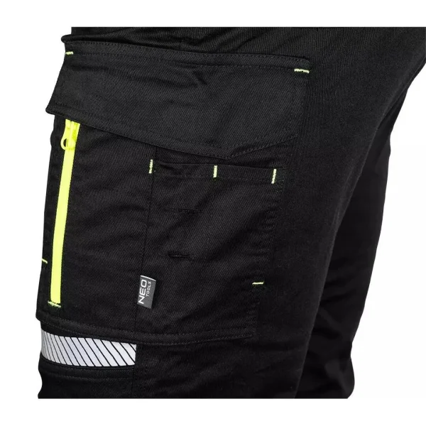 Pantaloni de lucru, reflectorizanti, negru si galben, model Hi-Vis, marimea XL/54, NEO
