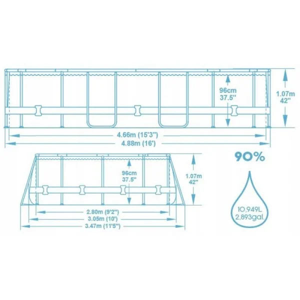 Piscina structura metalica, ovala, cu pompa nisip, scara, dozator, prelata acoperire, gri, 488x305x107 cm, Bestway Power Steel