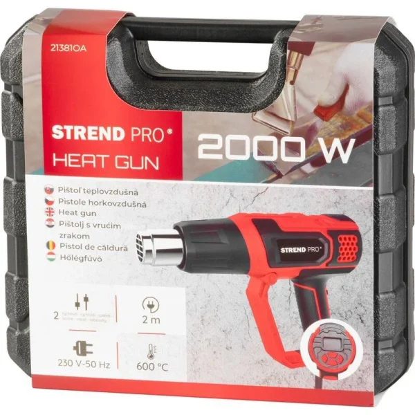 Pistol cu aer cald, 2000 W, cu accesorii, afisaj LCD, Strend Pro