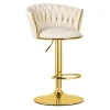 Scaun de bucatarie/bar, Artool, Mig, rotativ, catifea bej, picior metal auriu, 51x50x84-105 cm