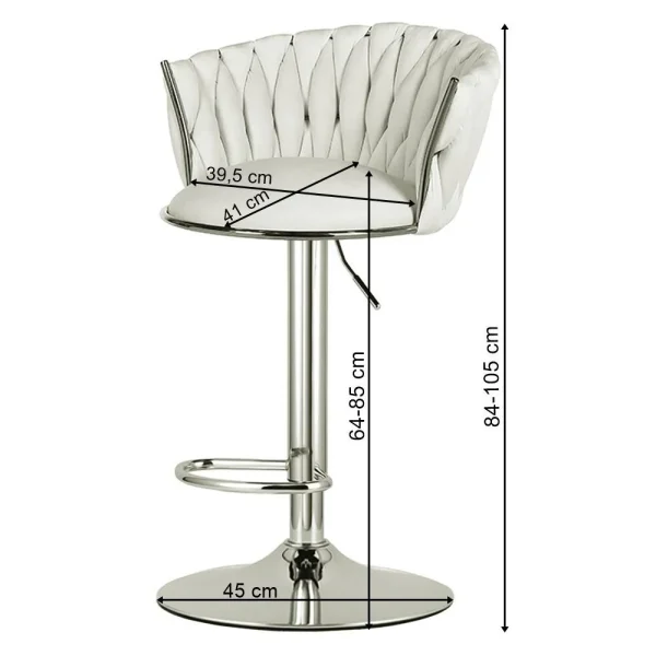 Scaun de bucatarie/bar, Artool, Mig, rotativ, catifea bej, picior metal auriu, 51x50x84-105 cm