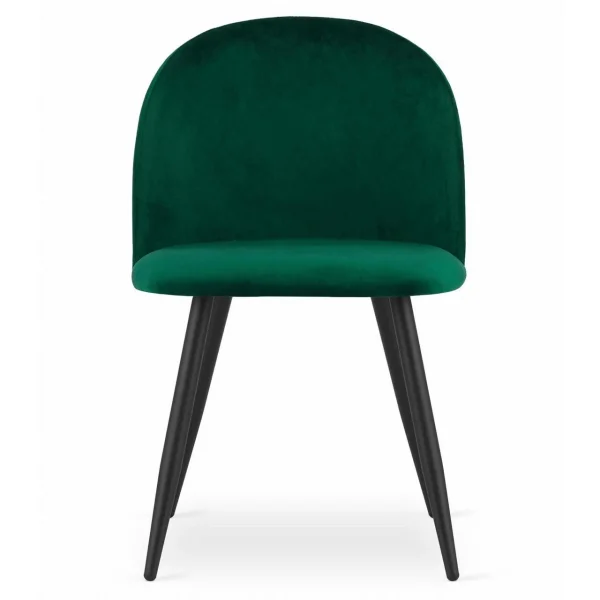 Set 4 scaune bucatarie/living, Artool, Bello, catifea verde, picioare metal negru, 46x42.5x76.5 cm