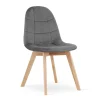Set 4 scaune bucatarie/living, Artool, Bora, catifea gri inchis, picioare lemn natur, 44.5x54x81.5 cm