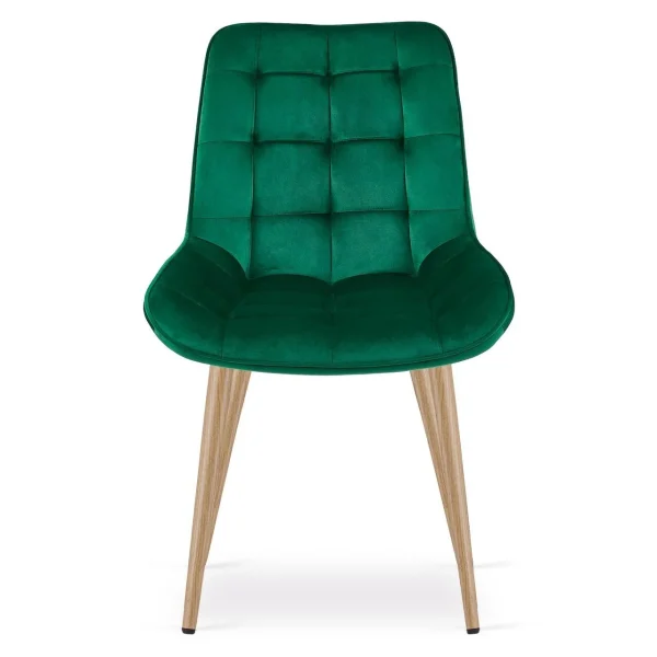 Scaun bucatarie/living, Artool, Bera, catifea verde, picioare metal natur, 54x60x88 cm