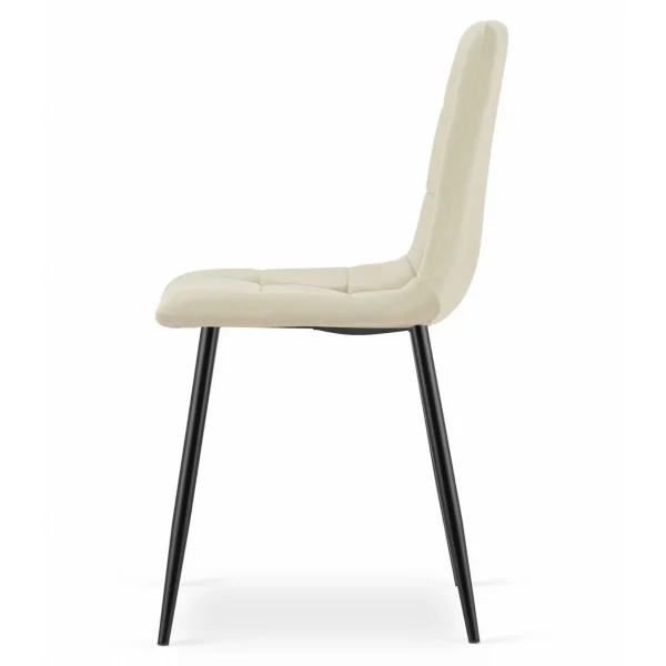 Scaun bucatarie/living, Artool, Kara, catifea bej, picioare metal negru, 45x50.5x87 cm