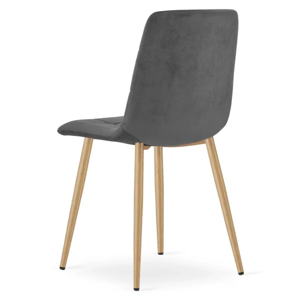 Scaun bucatarie/living, Artool, Kara, catifea gri, picioare metal natur, 44.5x50.5x87 cm