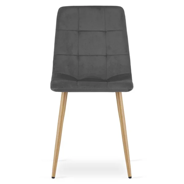 Scaun bucatarie/living, Artool, Kara, catifea gri, picioare metal natur, 44.5x50.5x87 cm