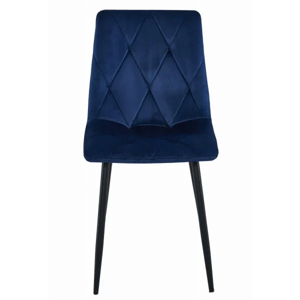 Set 4 scaune bucatarie/living, Artool, Libra, catifea bleumarin, picioare metal negru, 44x40x88.5 cm