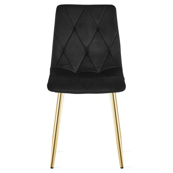 Scaun bucatarie/living, Artool, Libra, catifea neagra, picioare metal auriu, 45x54x86.5 cm