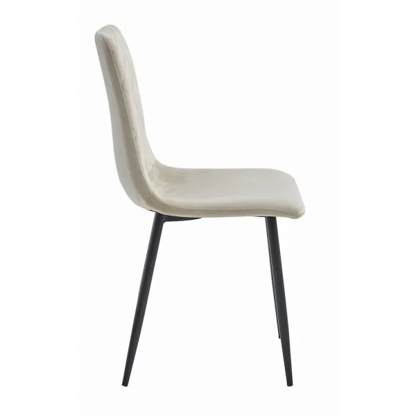 Scaun bucatarie/living, Artool, Turin, catifea bej, picioare metal negru, 44.5x53x88.5 cm