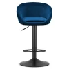 Scaun de bucatarie/bar, Artool, East, rotativ, catifea bleumarin, picior metal negru, 53x46x81-103 cm