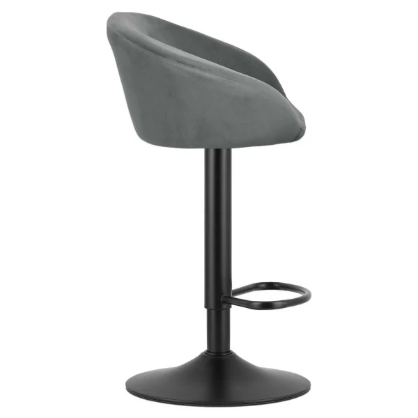 Scaun de bucatarie/bar, Artool, East, rotativ, catifea gri, picior metal negru, 53x46x81-103 cm