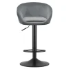 Scaun de bucatarie/bar, Artool, East, rotativ, catifea gri, picior metal negru, 53x46x81-103 cm