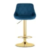 Scaun de bucatarie/bar, Artool, Kast, rotativ, catifea bleumarin, picior metal auriu, 45.5x49x85-105 cm