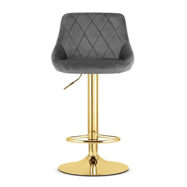 Scaun de bucatarie/bar, Artool, Kast, rotativ, catifea gri, picior metal auriu, 45.5x49x85-105 cm