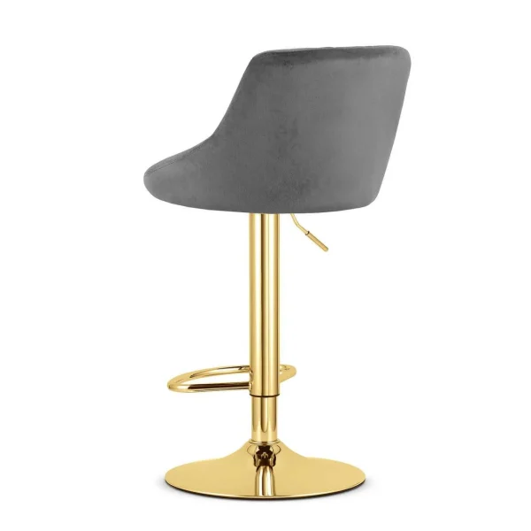 Scaun de bucatarie/bar, Artool, Kast, rotativ, catifea gri, picior metal auriu, 45.5x49x85-105 cm