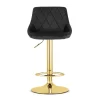 Scaun de bucatarie/bar, Artool, Kast, rotativ, catifea neagra, picior metal auriu, 45.5x49x85-105 cm