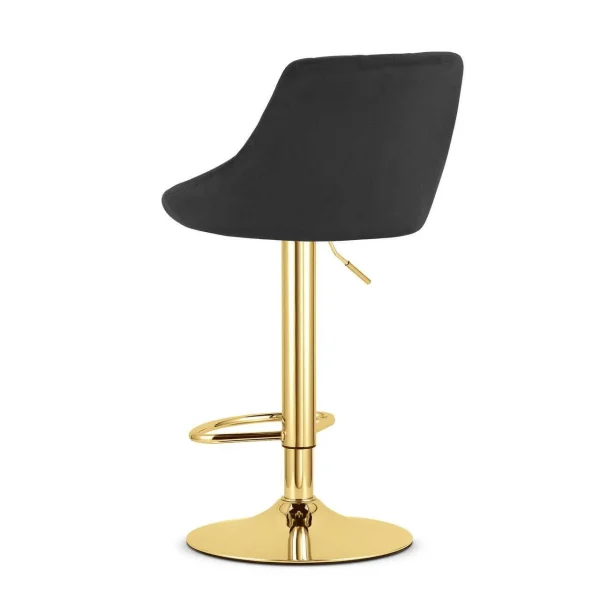 Scaun de bucatarie/bar, Artool, Kast, rotativ, catifea neagra, picior metal auriu, 45.5x49x85-105 cm