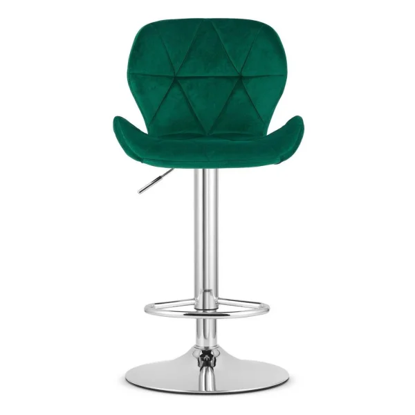 Scaun de bucatarie/bar, Artool, West, rotativ, catifea verde, picior metal argintiu, 46x48.5x90-111 cm