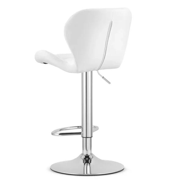Scaun de bucatarie/bar, Artool, West, rotativ, piele ecologica alba, picior metal argintiu, 46x48.5x90-111 cm