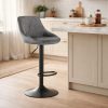 Set 2 scaune de bucatarie/bar, Artool, Kast, rotativ, catifea gri, picior metal negru, 45.5x49x85-105 cm