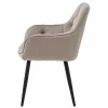Scaun stil fotoliu bucatarie/living, Artool, York, catifea bej inchis, picioare metal negru, 56x62x83.5 cm