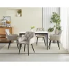 Scaun stil fotoliu bucatarie/living, Artool, York, catifea bej inchis, picioare metal negru, 56x62x83.5 cm