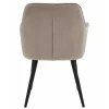 Scaun stil fotoliu bucatarie/living, Artool, York, catifea bej inchis, picioare metal negru, 56x62x83.5 cm