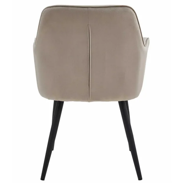 Scaun stil fotoliu bucatarie/living, Artool, York, catifea bej inchis, picioare metal negru, 56x62x83.5 cm