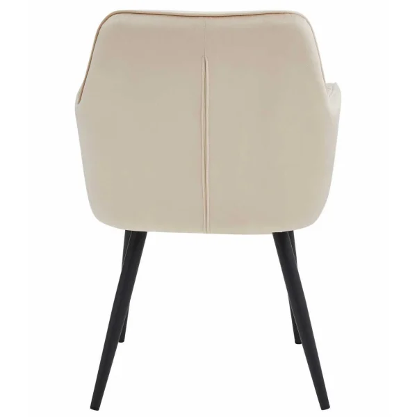 Scaun stil fotoliu bucatarie/living, Artool, York, catifea bej, picioare metal negru, 56x62x83.5 cm