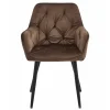 Scaun stil fotoliu bucatarie/living, Artool, York, catifea maro, picioare metal negru, 56x62x83.5 cm