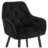 Scaun stil fotoliu bucatarie/living, Artool, York, catifea neagra, picioare metal negru, 56x62x83.5 cm