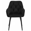 Scaun stil fotoliu bucatarie/living, Artool, York, catifea neagra, picioare metal negru, 56x62x83.5 cm