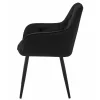 Scaun stil fotoliu bucatarie/living, Artool, York, catifea neagra, picioare metal negru, 56x62x83.5 cm