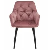 Scaun stil fotoliu bucatarie/living, Artool, York, catifea roz, picioare metal negru, 56x62x83.5 cm