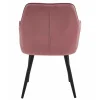 Scaun stil fotoliu bucatarie/living, Artool, York, catifea roz, picioare metal negru, 56x62x83.5 cm