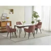 Scaun stil fotoliu bucatarie/living, Artool, York, catifea roz, picioare metal negru, 56x62x83.5 cm