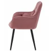 Scaun stil fotoliu bucatarie/living, Artool, York, catifea roz, picioare metal negru, 56x62x83.5 cm