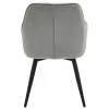 Scaun stil fotoliu bucatarie/living, Artool, York, rotativ, catifea gri argintiu, picioare metal negru, 56x61x84 cm