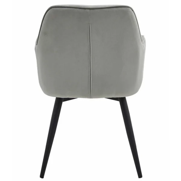 Scaun stil fotoliu bucatarie/living, Artool, York, rotativ, catifea gri argintiu, picioare metal negru, 56x61x84 cm