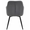Scaun stil fotoliu bucatarie/living, Artool, York, rotativ, catifea gri inchis, picioare metal negru, 56x61x84 cm
