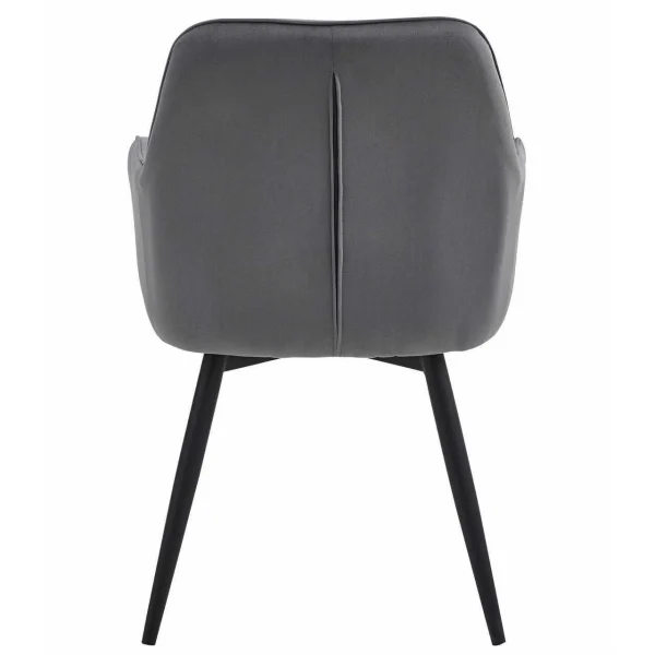 Scaun stil fotoliu bucatarie/living, Artool, York, rotativ, catifea gri inchis, picioare metal negru, 56x61x84 cm