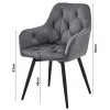 Scaun stil fotoliu bucatarie/living, Artool, York, rotativ, catifea gri inchis, picioare metal negru, 56x61x84 cm