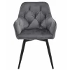 Scaun stil fotoliu bucatarie/living, Artool, York, rotativ, catifea gri inchis, picioare metal negru, 56x61x84 cm