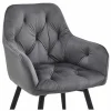 Scaun stil fotoliu bucatarie/living, Artool, York, rotativ, catifea gri inchis, picioare metal negru, 56x61x84 cm