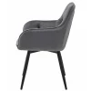 Scaun stil fotoliu bucatarie/living, Artool, York, rotativ, catifea gri inchis, picioare metal negru, 56x61x84 cm