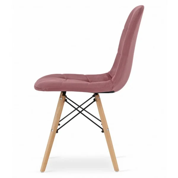 Scaun stil scandinav, Artool, Dumo, catifea roz inchis, picioare lemn natur, 45x53x84 cm