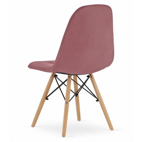 Scaun stil scandinav, Artool, Dumo, catifea roz inchis, picioare lemn natur, 45x53x84 cm