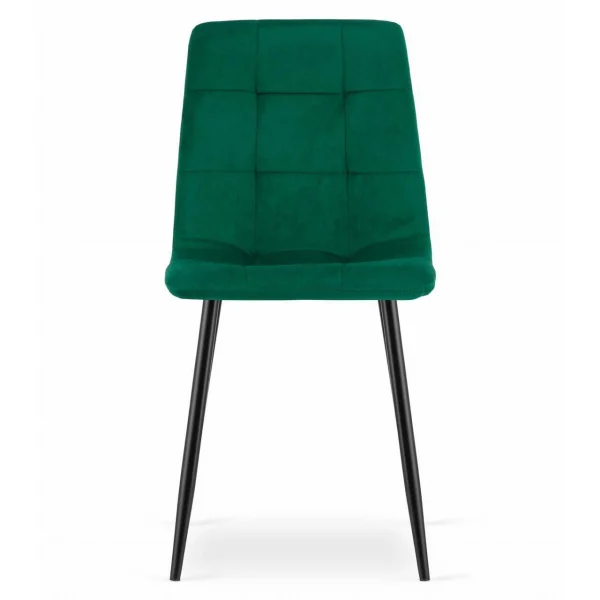 Set 4 scaune bucatarie/living, Artool, Kara, catifea verde, picioare metal negru, 44.5x50.5x87 cm
